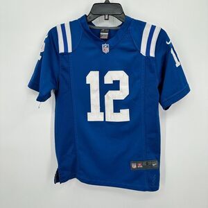 Vtg Andrew Luck 12 Indianapolis Colts Nike NFL Jersey Kids Small Blue On Field‎